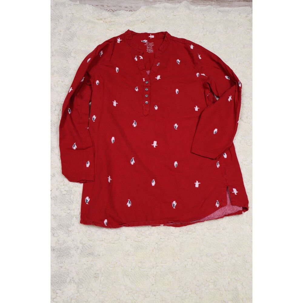 Vintage Faded Glory Sleepwear Top Penguin Print Size L